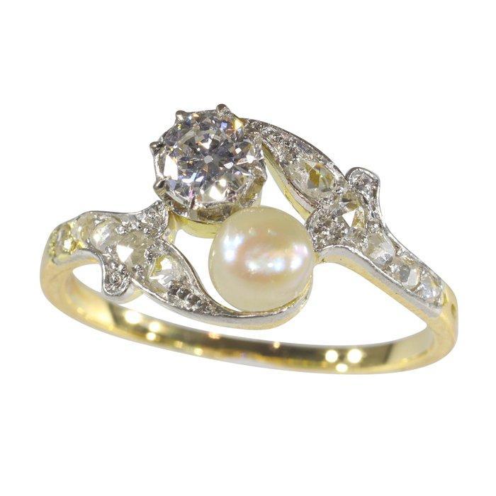 Ring - 18 karaat Geel goud - 0.30ct. tw. Diamant, Sieraden, Tassen en Uiterlijk, Ringen