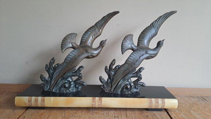 Beeld, Vogels - 26 cm - Onyx/ Samac - 1925, Antiek en Kunst, Kunst | Designobjecten