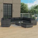 vidaXL 8-delige Loungeset met kussens poly rattan grijs, Nieuw, 8 zitplaatsen, Loungeset, Verzenden
