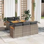 vidaXL 6-delige Loungeset met kussens poly rattan acacia, Verzenden, Nieuw, Rotan, Loungeset