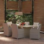 vidaXL 7-delige Tuinset poly rattan bruin, Tuin en Terras, Tuinsets en Loungesets, 6 zitplaatsen, Nieuw, Tuinset, Verzenden