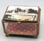 Sieradendoos - Messing, Glas - Sieradenkistje uit de 19e