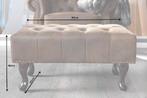 Chesterfield voetenbank 80cm antiek bruin met knoopstiksels, Huis en Inrichting, Banken | Voetenbanken en Poefen, Ophalen of Verzenden