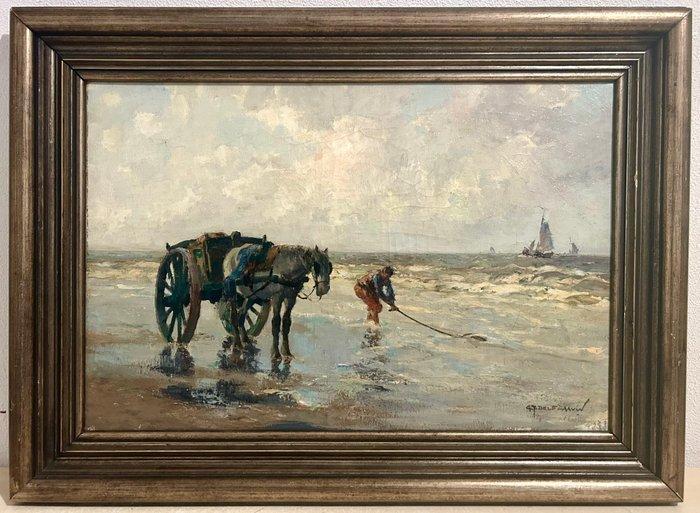 Gerardus Johannes Delfgaauw (1882-1947) - Schelpenvisser op, Antiek en Kunst, Kunst | Schilderijen | Klassiek