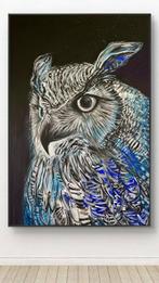 Luca Domiro - Nocturnal Wisdom - Owl (Large Painting), Antiek en Kunst
