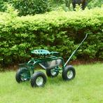 Tuinkruk Casarano met wielen verrijdbare kruk 80,5x45x46-55, Tuin en Terras, Verzenden, Nieuw