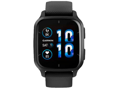 Garmin Venu Sq 2 Music - Zwart (Zwarte Siliconenband), Sieraden, Tassen en Uiterlijk, Smartwatches, Zo goed als nieuw, Verzenden