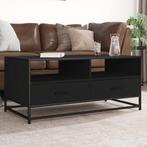 vidaXL Salontafel 100x50x45 cm bewerkt hout en metaal zwart, Verzenden, Nieuw, Overige houtsoorten, 100 tot 150 cm