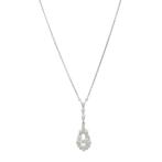 Zilveren vintage collier met witgouden hanger met diamant 14, Ophalen of Verzenden, Nieuw