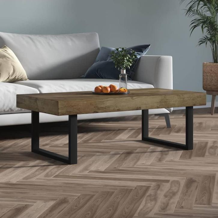 vidaXL Salontafel 120x60x40 cm MDF en ijzer donkerbruin en, Huis en Inrichting, Tafels | Salontafels, 100 tot 150 cm, Nieuw, Overige materialen
