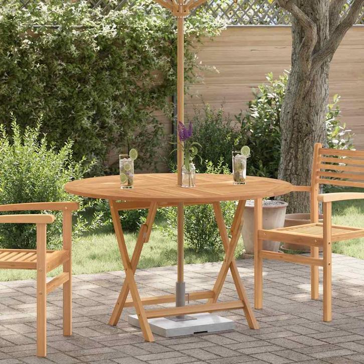 vidaXL Tuintafel inklapbaar Ø 110x75 cm massief teakhout, Tuin en Terras, Tuintafels, Nieuw, Teakhout, Verzenden