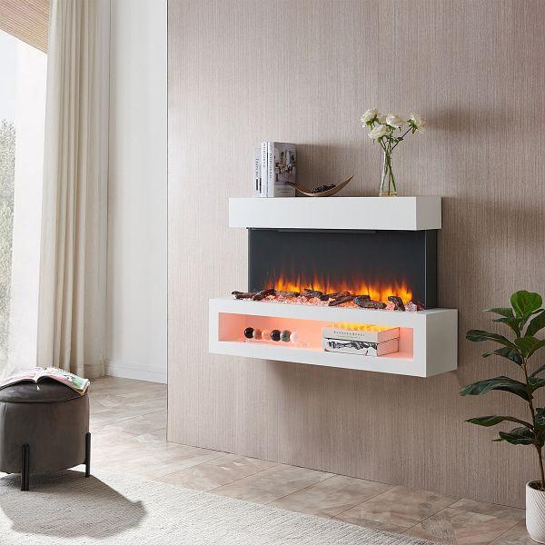 BALDERIA Nikos Elektrische Wandhaard - Wit, Huis en Inrichting, Haarden, Elektrische haard, Nieuw