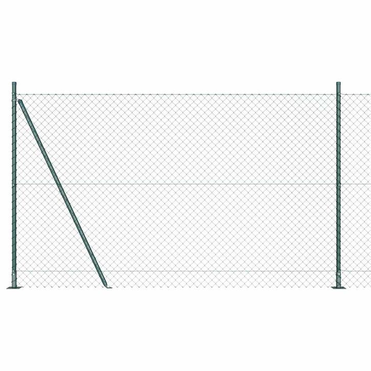 vidaXL Ketenlink Hek met Palen Groen 1.4 x 10 m Staal, Tuin en Terras, Schuttingen, Nieuw, IJzer, Verzenden