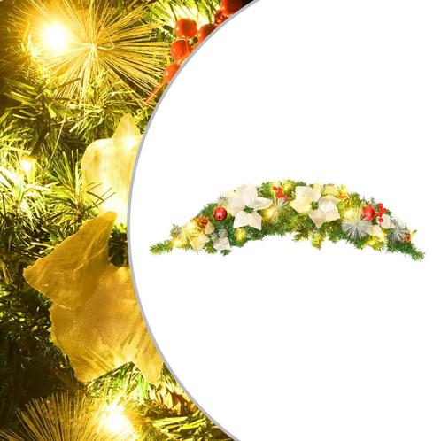 vidaXL Kerstboog met LED-lampjes 90 cm PVC groen, Diversen, Kerst, Nieuw, Verzenden