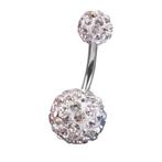 Fako Bijoux® - Navelpiercing - Disco Dots Duo - 8mm - Wit, Verzenden, Nieuw