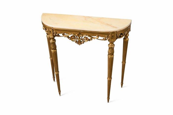 Wandtafel - Hout, Marmer - Goudkleurige console, Antiek en Kunst, Antiek | Overige Antiek