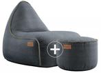 Canvas Lounge Chair & Pouf - Petrol, Huis en Inrichting, Zitzakken, Verzenden, Nieuw