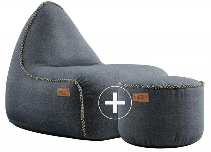 Canvas Lounge Chair & Pouf - Petrol, Huis en Inrichting, Zitzakken, Verzenden