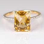 Ring - 14 karaat Geel goud - 3.67ct. tw. Citrien - Diamant, Nieuw
