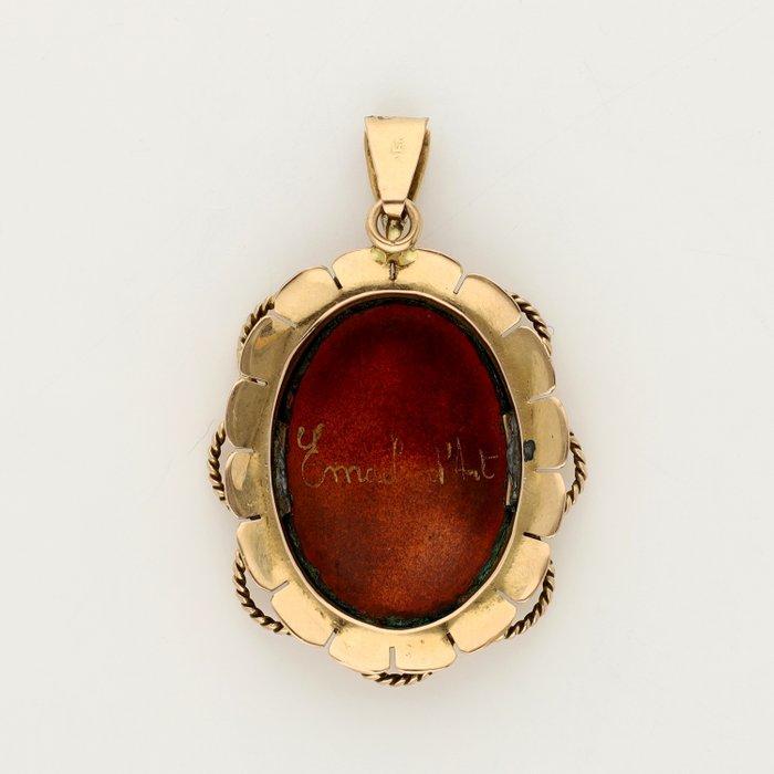 Hanger - 18 karaat Geel goud - Email dArt, Sieraden, Tassen en Uiterlijk, Antieke sieraden