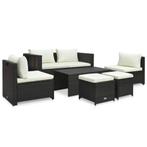 vidaXL 6-delige Loungeset met kussens poly rattan bruin, Tuin en Terras, Verzenden, Nieuw, Rotan, Loungeset