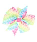 Haarspeld Duckklem Strik Stof 8cm Regenboog Roze, Verzenden, Nieuw