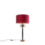 Art Deco tafellamp brons met velours rode kap 35 cm - Areka, Huis en Inrichting, Nieuw, Art Deco, 50 tot 75 cm