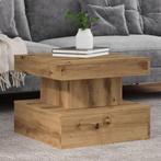 vidaXL Salontafel met LED-verlichting 50x50x40cm artisanaal, 50 tot 100 cm, Verzenden, Nieuw, 50 tot 100 cm
