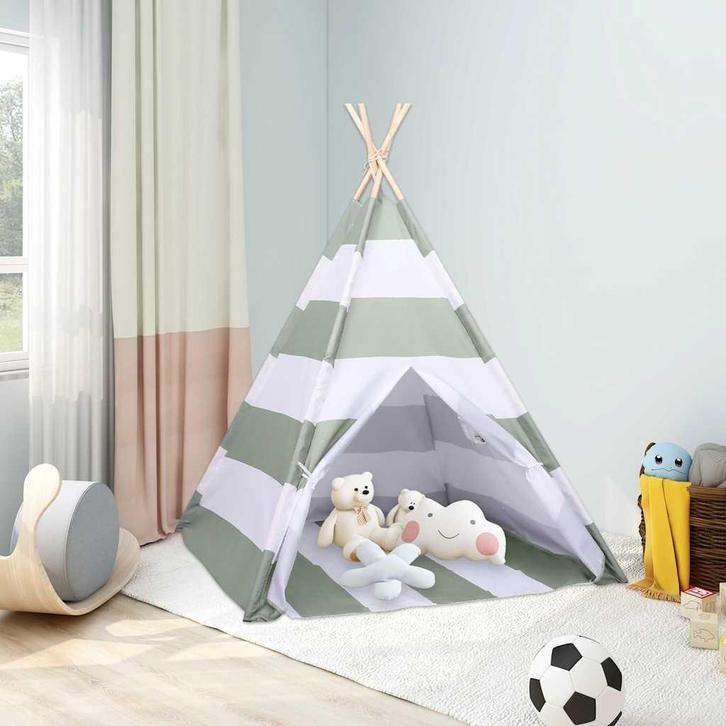 vidaXL Kindertent Grijs en Wit 120 x 120 x 150 cm Massief, Kinderen en Baby's, Speelgoed | Speeltenten, Nieuw, Verzenden