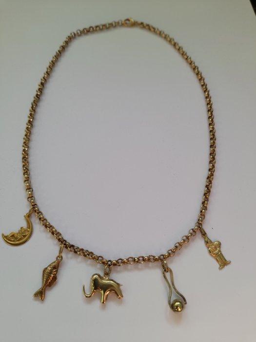 Ketting - 14 karaat Geel goud - Gouden bedelketting, Sieraden, Tassen en Uiterlijk, Antieke sieraden