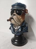 Beeld, English bulldog biker blue - 36 cm - hoogwaardig, Antiek en Kunst