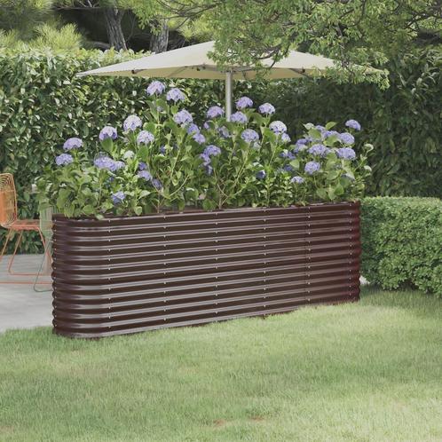 vidaXL Plantenbak 224x40x68 cm gepoedercoat staal bruin, Tuin en Terras, Bloembakken en Plantenbakken, 100 cm of meer, Nieuw, Metaal