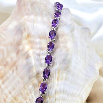 Zonder Minimumprijs - Armband Zilver - 7.50ct. tw. Amethist beschikbaar voor biedingen