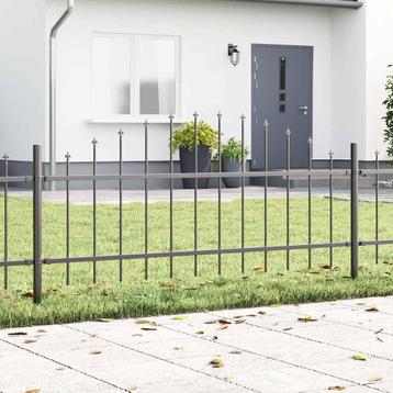 vidaXL Tuinafscheiding met Hoofdtop Grijs 3,4 x 0,75 m Staal beschikbaar voor biedingen