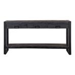 Mangohout Sidetable Britt 150 Zwart, Verzenden, Nieuw, Industriële meubels, 25 tot 50 cm