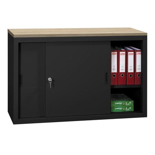 -10% Lage Schuifdeurkast 120x75 - Zwart, Zakelijke goederen, Kantoor en Winkelinrichting | Kantoormeubilair en Inrichting, Kast