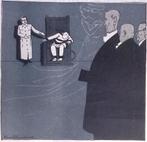 Hauptmanns terechtstelling op spotprent (lijst optie), Antiek en Kunst, Kunst | Litho's en Zeefdrukken, Verzenden