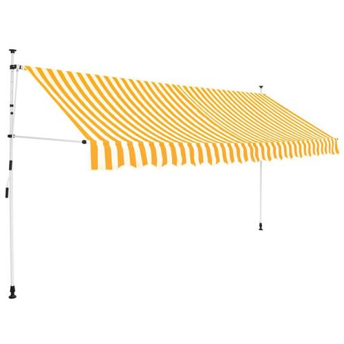 vidaXL Luifel handmatig uittrekbaar 400 cm oranje en witte, Tuin en Terras, Zonneschermen, Nieuw, Verzenden