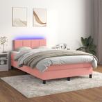 vidaXL Boxspring met matras en LED fluweel roze 120x200 cm, Verzenden, Nieuw, Twijfelaar, 120 cm