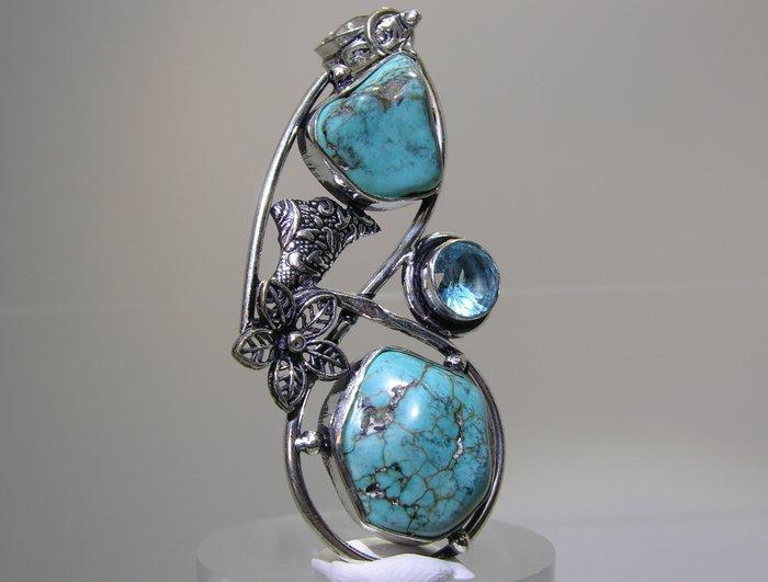 Turquoise Hanger - Hoogte: 70 mm - Breedte: 29 mm- 12.8 g -, Verzamelen, Mineralen en Fossielen