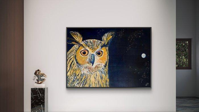 Luca Domiro - Still Awake for You (Owl), Antiek en Kunst, Kunst | Schilderijen | Modern