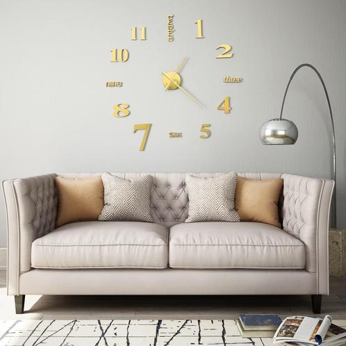 vidaXL 3D-wandklok 100 cm XXL modern goudkleurig, Huis en Inrichting, Woonaccessoires | Klokken, Nieuw, Verzenden