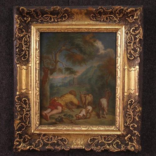 Scuola fiamminga (XVIII) - Paesaggio bucolico, Antiek en Kunst, Kunst | Schilderijen | Klassiek