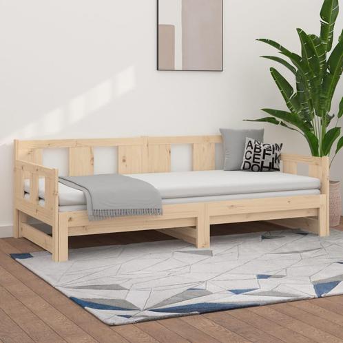 vidaXL Slaapbank uitschuifbaar massief grenenhout 2x(90x190), Huis en Inrichting, Slaapkamer | Bedden, 90 cm, 190 cm of minder