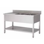 Unninox | 200x70x(h)85 | RVS Spoeltafel Met 2 Spoelbakken Re, Zakelijke goederen, Horeca | Keukenapparatuur, Ophalen of Verzenden