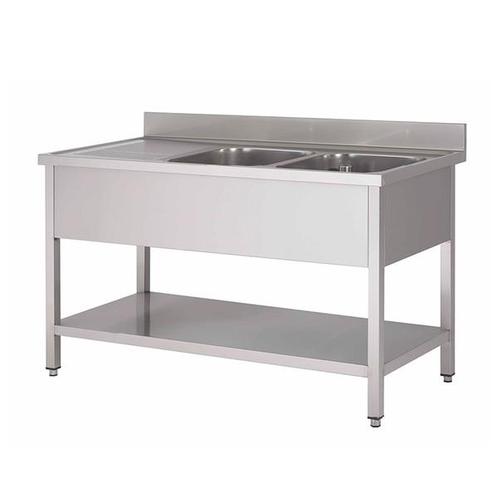 Unninox | 200x70x(h)85 | RVS Spoeltafel Met 2 Spoelbakken Re, Zakelijke goederen, Horeca | Keukenapparatuur, Nieuw in verpakking