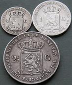 Nederland. Willem II. 1/2, 1, 2 1/2 Gulden 1848(3 stuks), Postzegels en Munten, Munten | Nederland