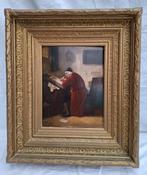 J Hove (XIX) - Tableau homme écrivant à son bureau signé J., Antiek en Kunst