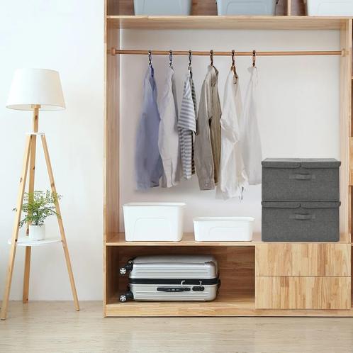vidaXL Opbergboxen 2 st 50x30x25 cm stof antracietkleurig, Huis en Inrichting, Woonaccessoires | Kisten, Nieuw, Verzenden