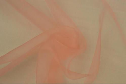 15 meter organza stof - Zalmroze - 150cm breed, Hobby en Vrije tijd, Stoffen en Lappen, 120 cm of meer, 200 cm of meer, Roze, Nieuw